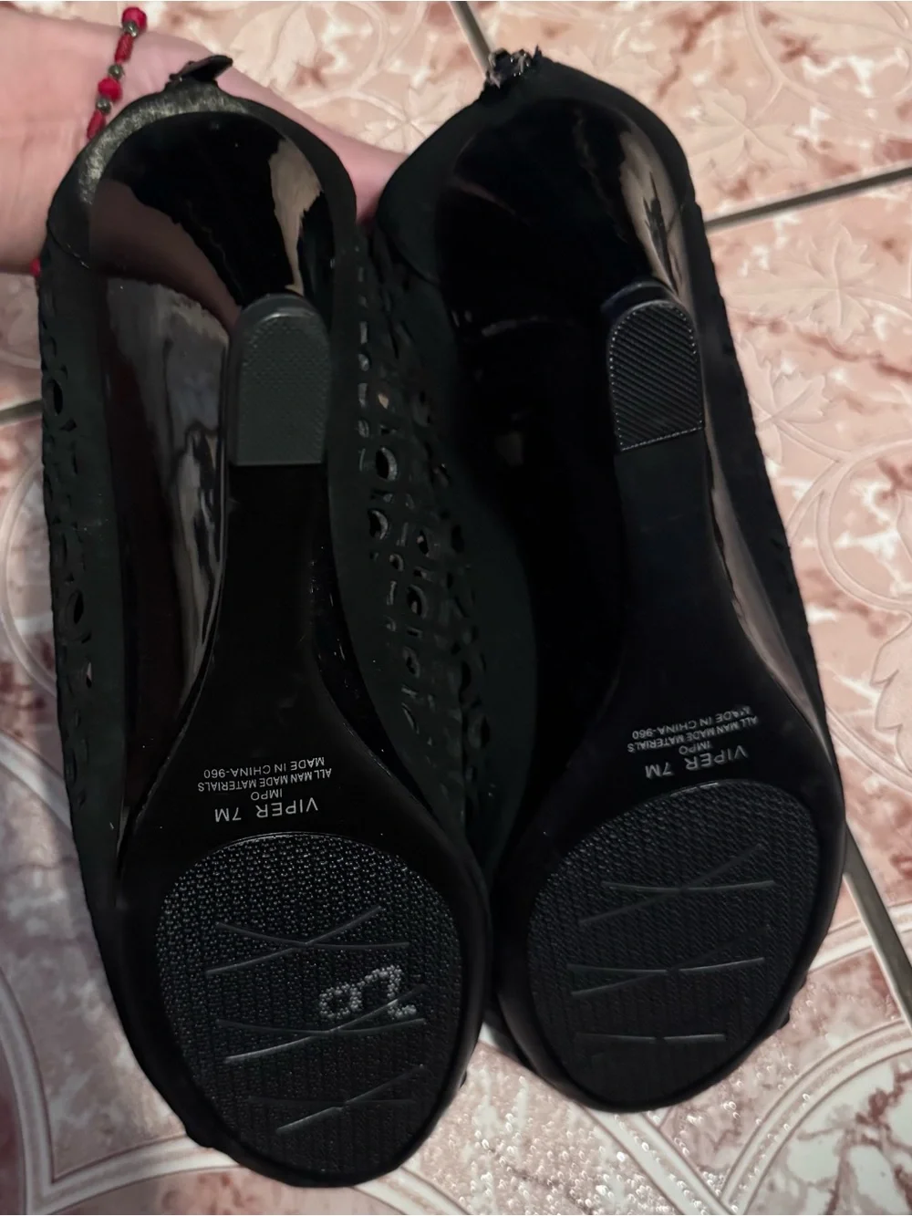 Impo Black Peep Toe Wedge Sandal